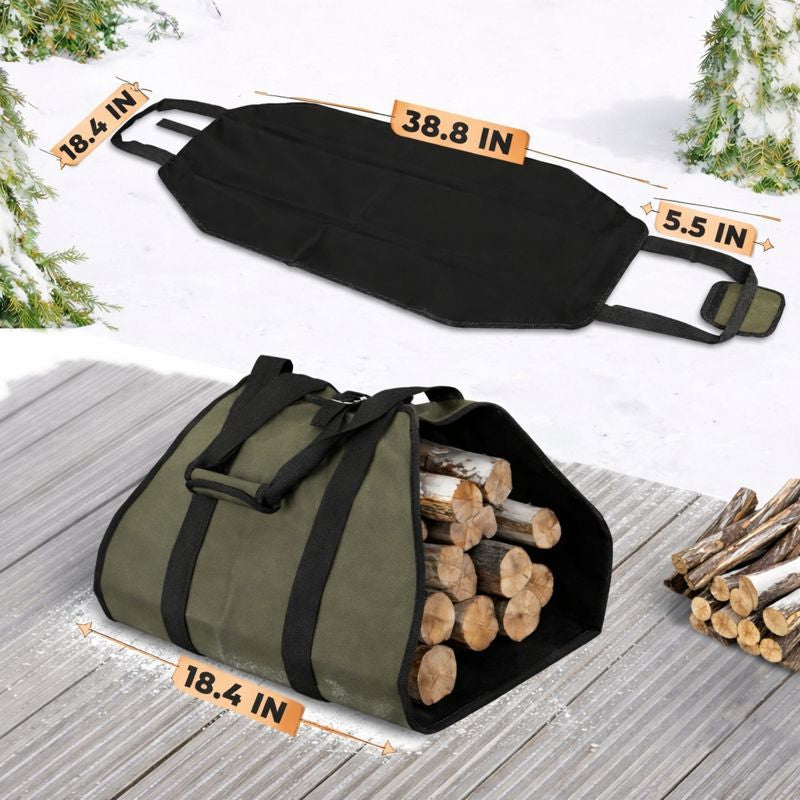 Waxed Canvas Log Carrier Firewood Carrier Bag